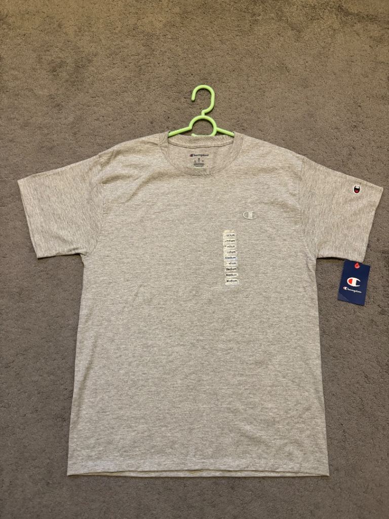 Champion Classic Tee – Grey, Size Medium, Brand New with Tags