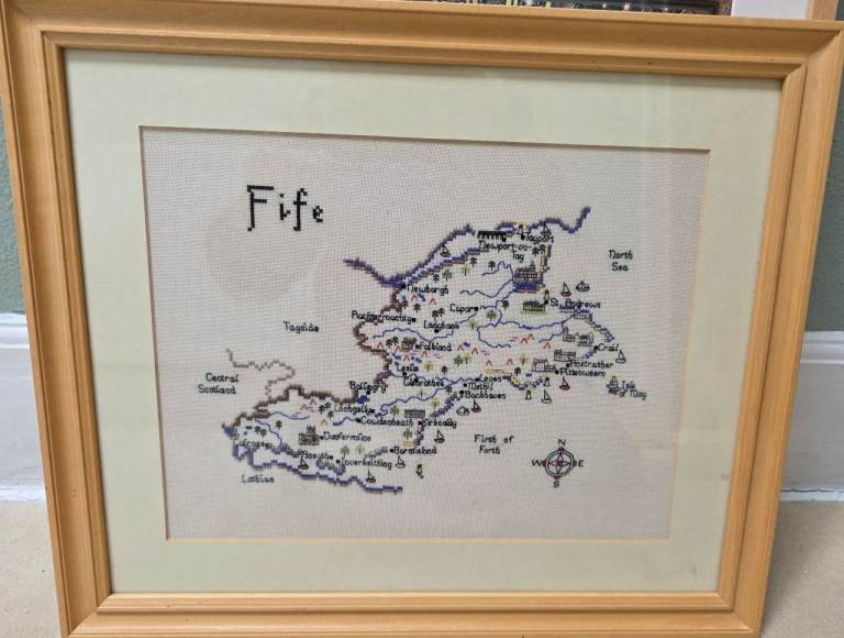 Framed Embroidery - Map of Fife