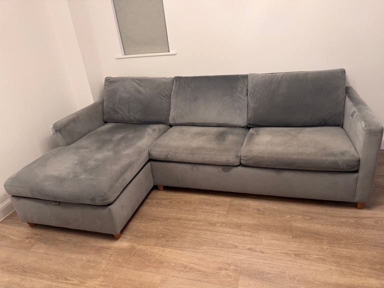 John Lewis Bailey LHF Chaise End Sofa Bed in Suede Quartz Grey