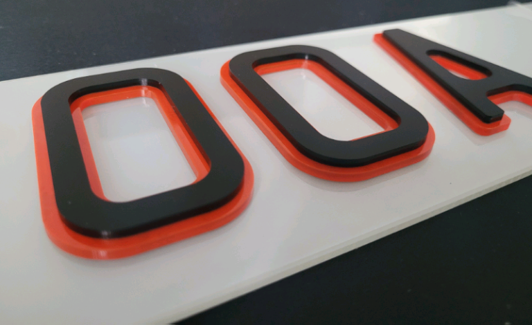 6mm Neon Red & Matte Black Shadow 4D Car Show Plates