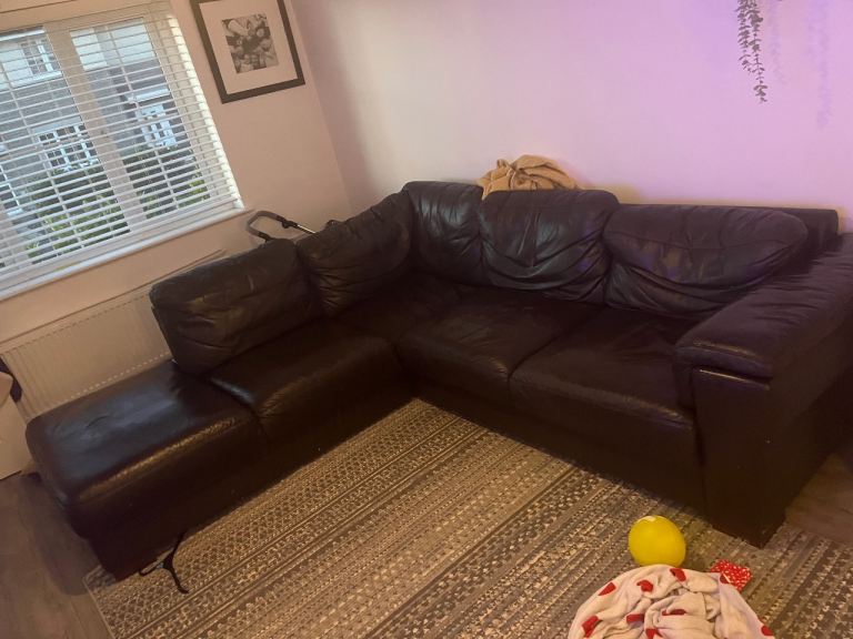 Free brown leather corner sofa 