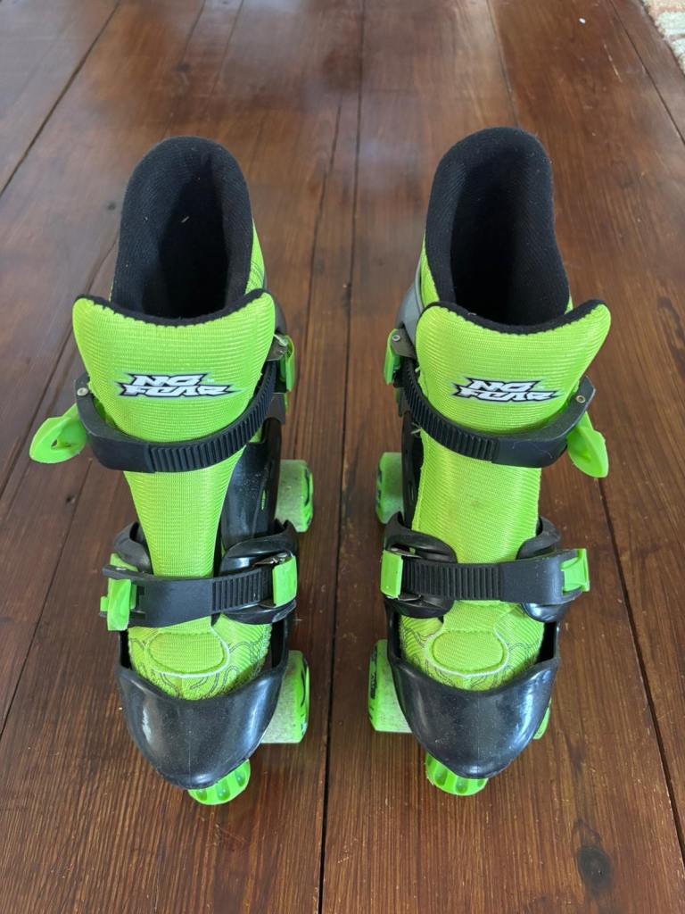 Kids Adjustable Roller Skates - Green and Black, Good Condition