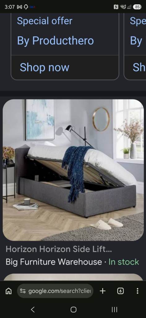 Single bed, side opening ottoman
