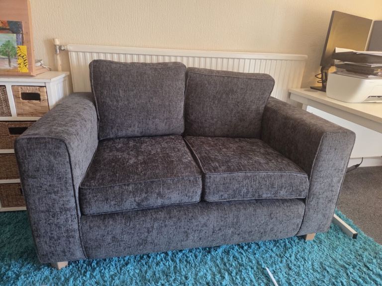 Comfy Grey Two-Seater Sofa – Good Condition