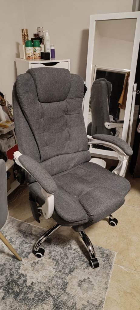 Vinsetto 6-Point Massage Office Recliner Chair - Grey - READ DESCRIPTION