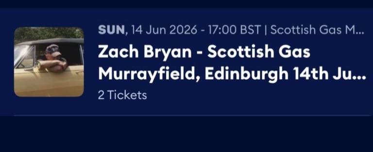 2 x seated Zach Bryan. Murrayfield