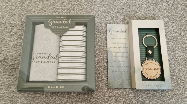 BNIB Grandad gifts - handkerchiefs and keyring