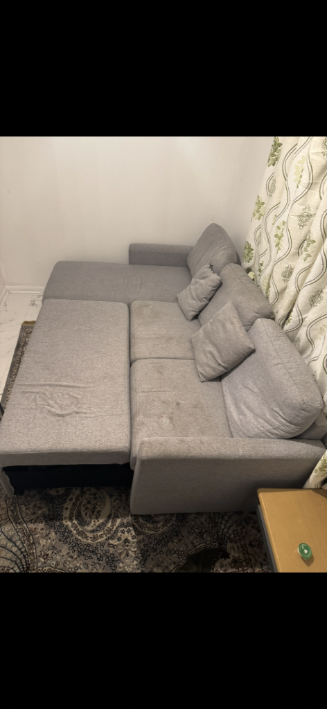 Grey L-Shaped Sofa Bed
