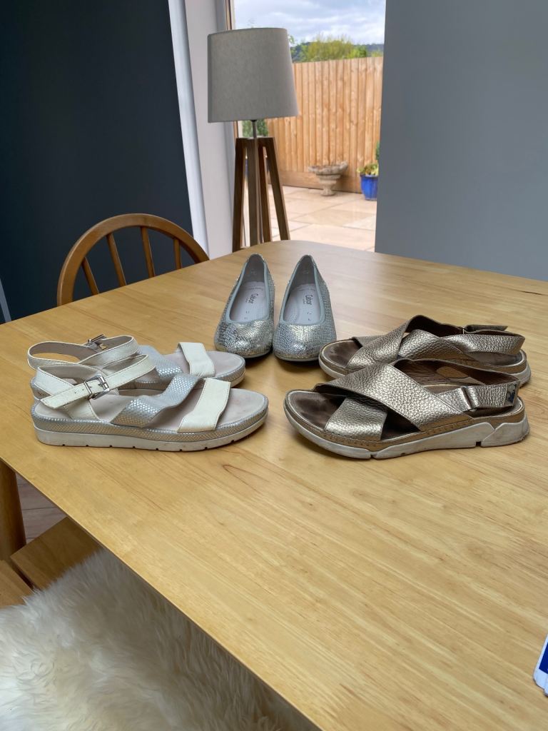 Gabor Silver Flats and Sandals Bundle – Good Condition