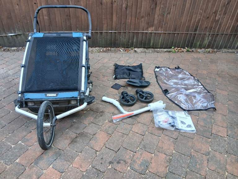 Thule Chariot Cross 2 Double Bike Trailer & Jogging Kit – NO REAR WHEELS