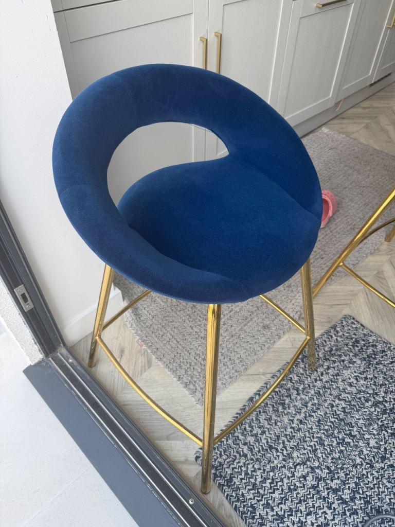 Blue and Gold Breakfast Bar Stools (3 Available) All 3 for £30 !