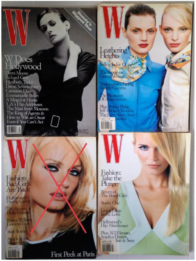 13x Vintage 90's W Fashion Magazines: circa 1995, 1996, 1997, 1998, 1999