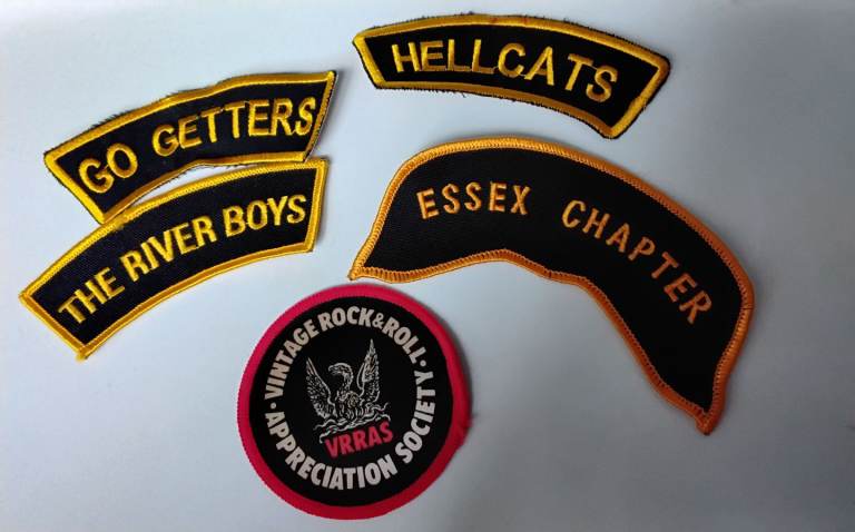 4 unused vintage sew on patches rock n roll biker music 60s intrest 