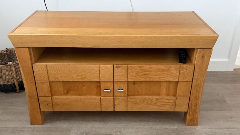 Solid oak tv unit