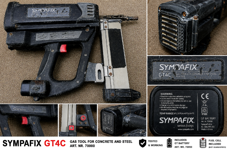 WORKING "Sympafix" GT4C GT/C70 Gas Concrete & Steel Nailer +Ni-MH GT Battery–Art.No. 70000