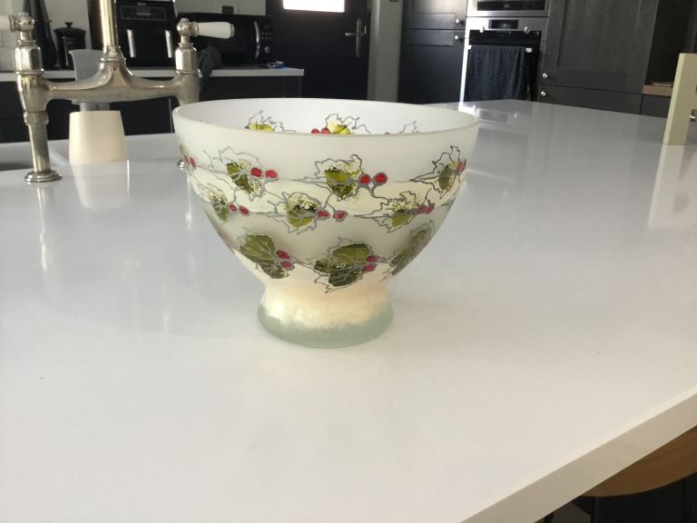 Beautiful glass Christmas bowl