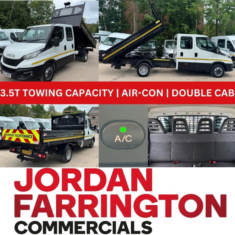 2022 '72 Reg' IVECO DAILY RWD DRW DOUBLE CAB STEEL BODY TIPPER WITH AIR-CON