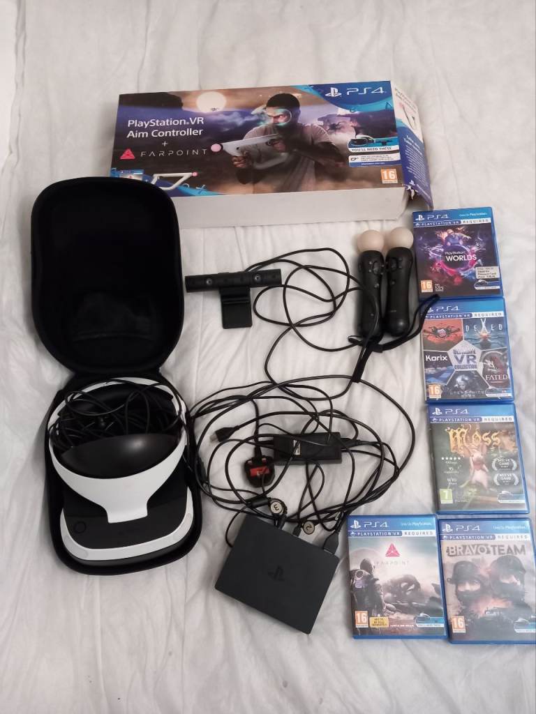 PS  VR V2 Mega Bundle Headset, Camera, Aim Controller Gun & 5 PSVR Games Setup