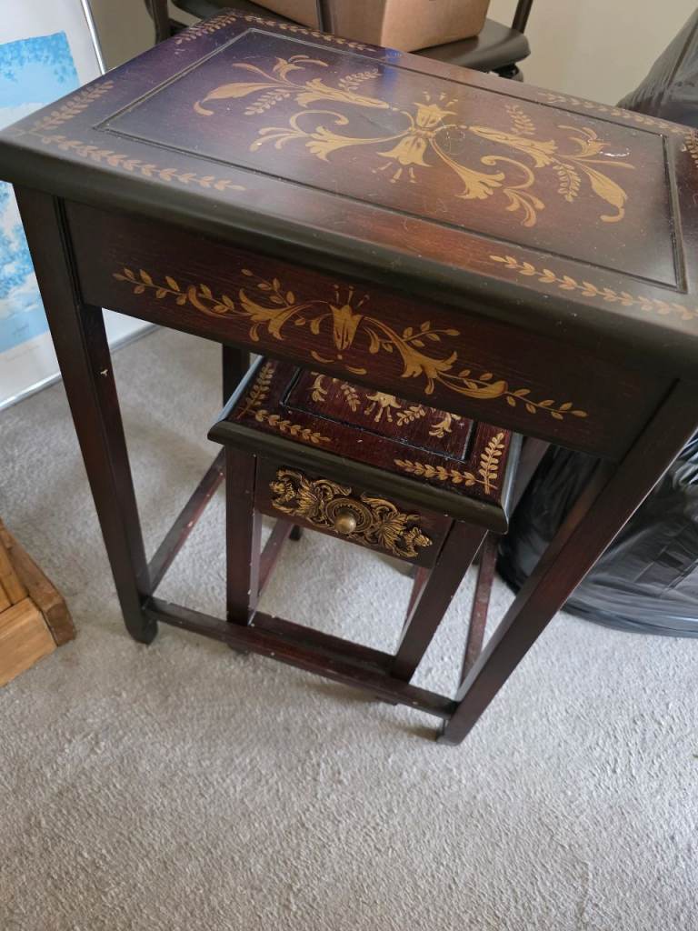 Wooden Console Table with Nesting Stool