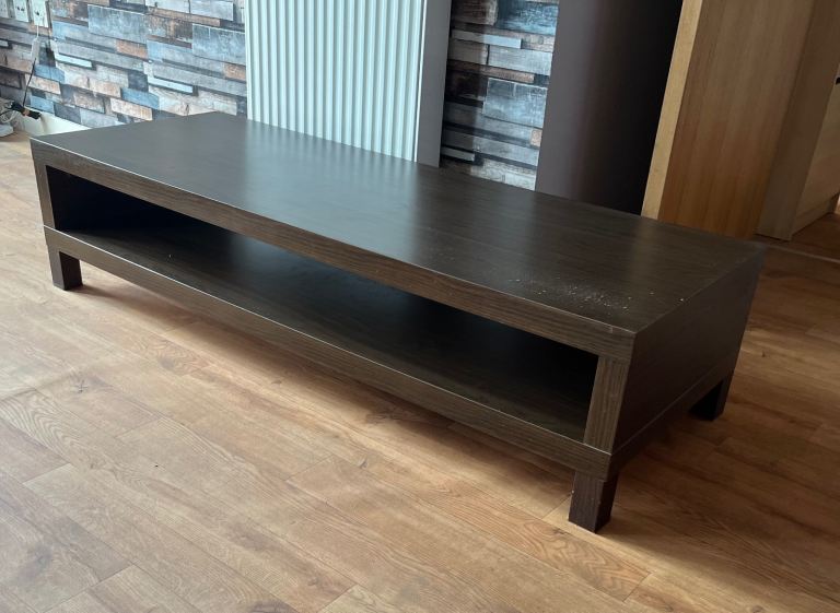 Dark Brown Wooden TV Stand with Shelf –150x55x35cm Good Condition