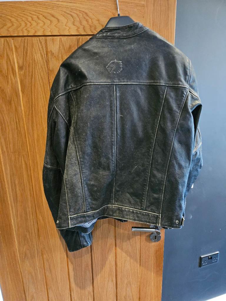 BKS Retro Leather Motorcycle Jacket – Distressed Brown – Size EU 60 (approx 50" chest / XXL) –