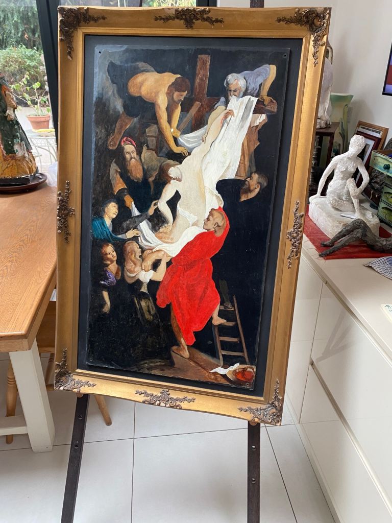 Original oil on board painting “Descent from the Cross”