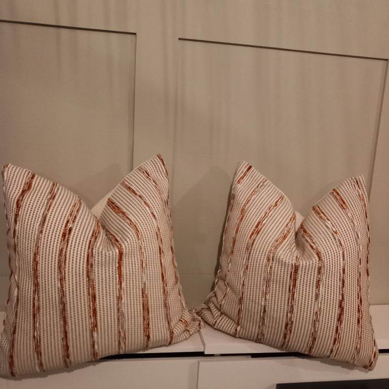 Pair of Striped  orange abstract Cushions 