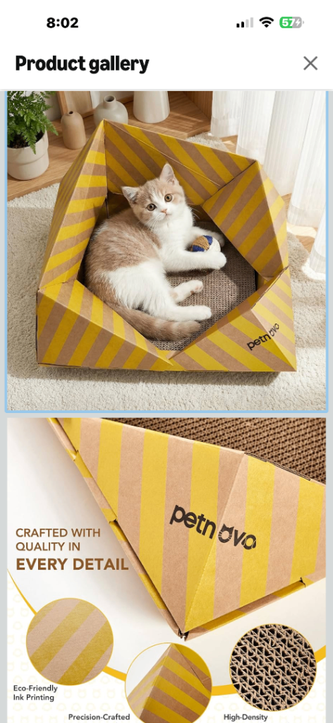 Cardboard cat scratcher/bed+toys