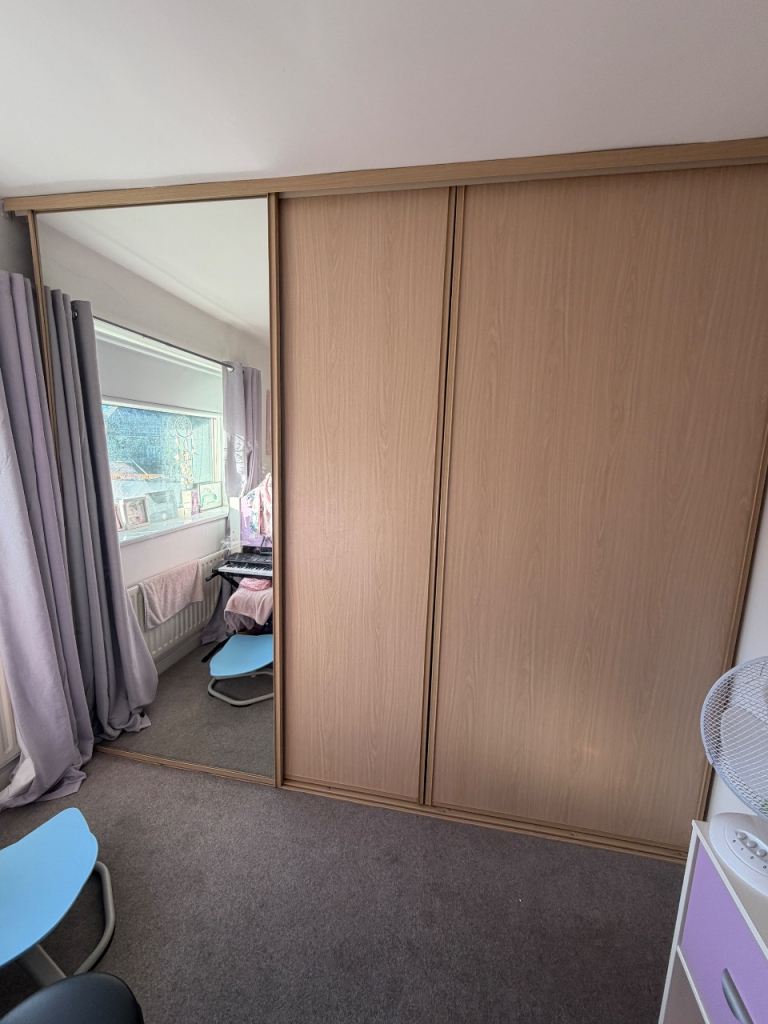 FREE - Sliding Wardrobe Doors with Mirror – Good Condition