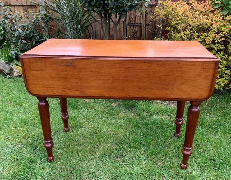 Antique Victorian or Georgian Pembroke Extending Drop Leaf Dining Table + Drawer