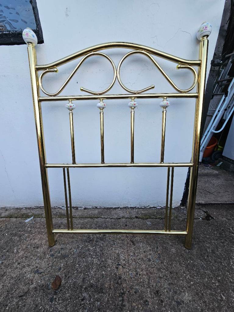 Gold Metal Double Bed Headboard – Good Condition