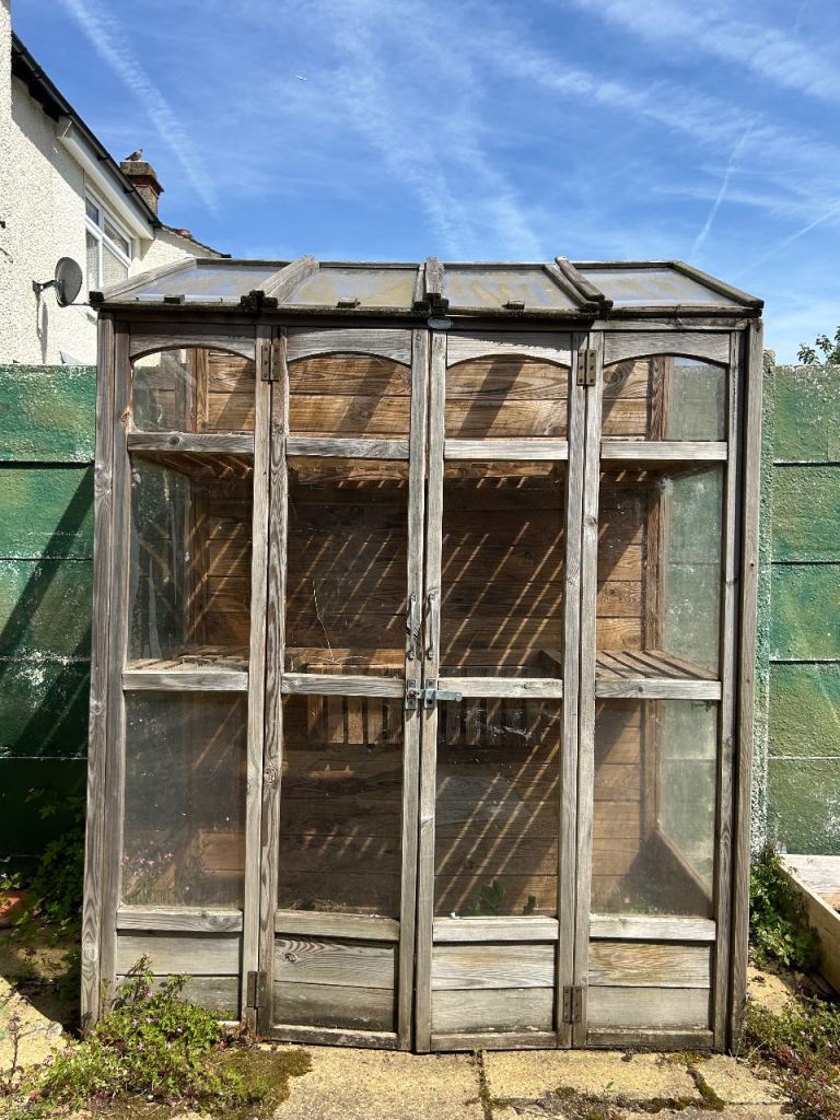 Victorian Tall Wall Wooden Greenhouse / shed with Auto Vent - 2x4ft USED £190 o.n.o. 