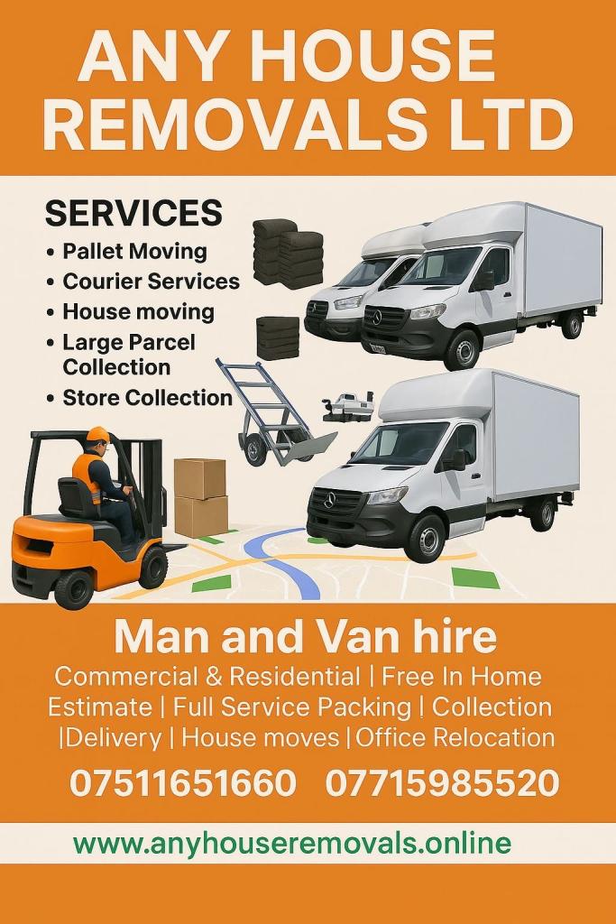 Man & Van | House Moving Company | House Removals | Furniture Company | 24/7 Man with Van Hire 