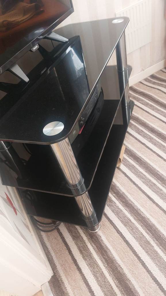 Glass black TV table 