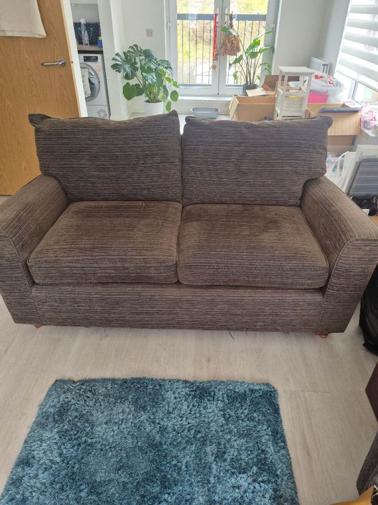 2 x 2 seater brown sofas