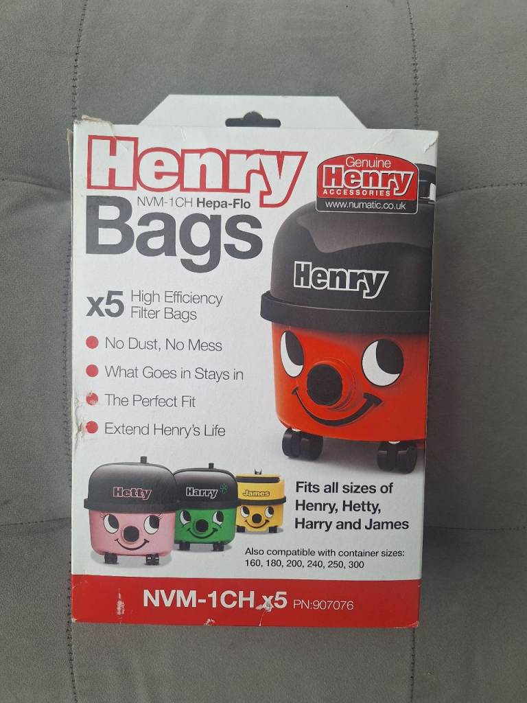3 Genuine Henry Hoover Bags NVM-1CH Hepa-Flo – New – £5