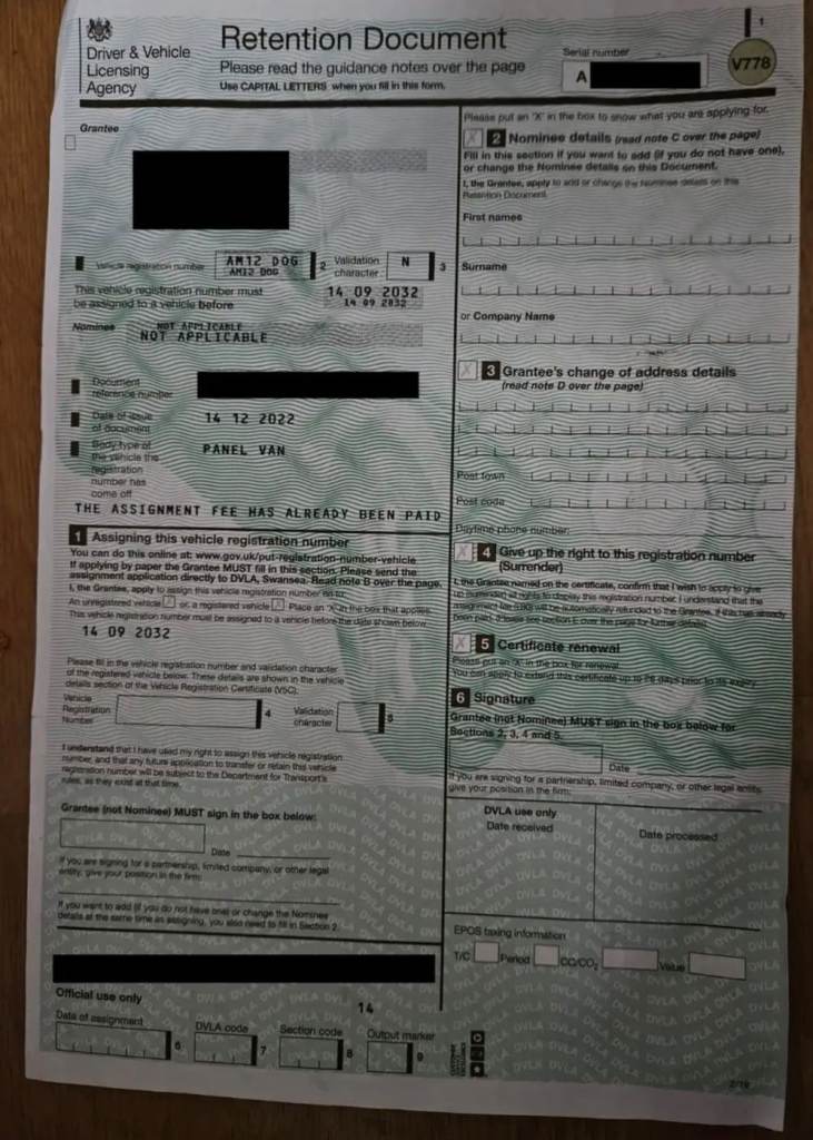Vehicle private registration numbers
