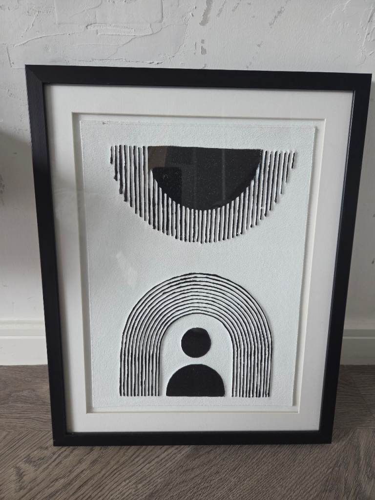 Abstract Black & White Framed Art Print – 50x40cm