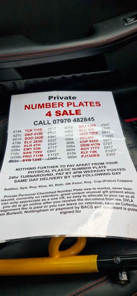 Various car plates all on retention 