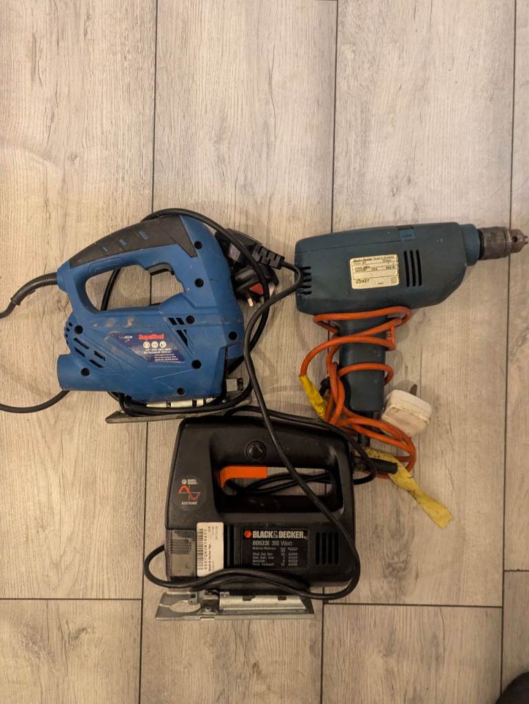 Job Lot 3 Corded Power Tools Black & Decker Jigsaw Drill Supatool Jigsaw Tested
