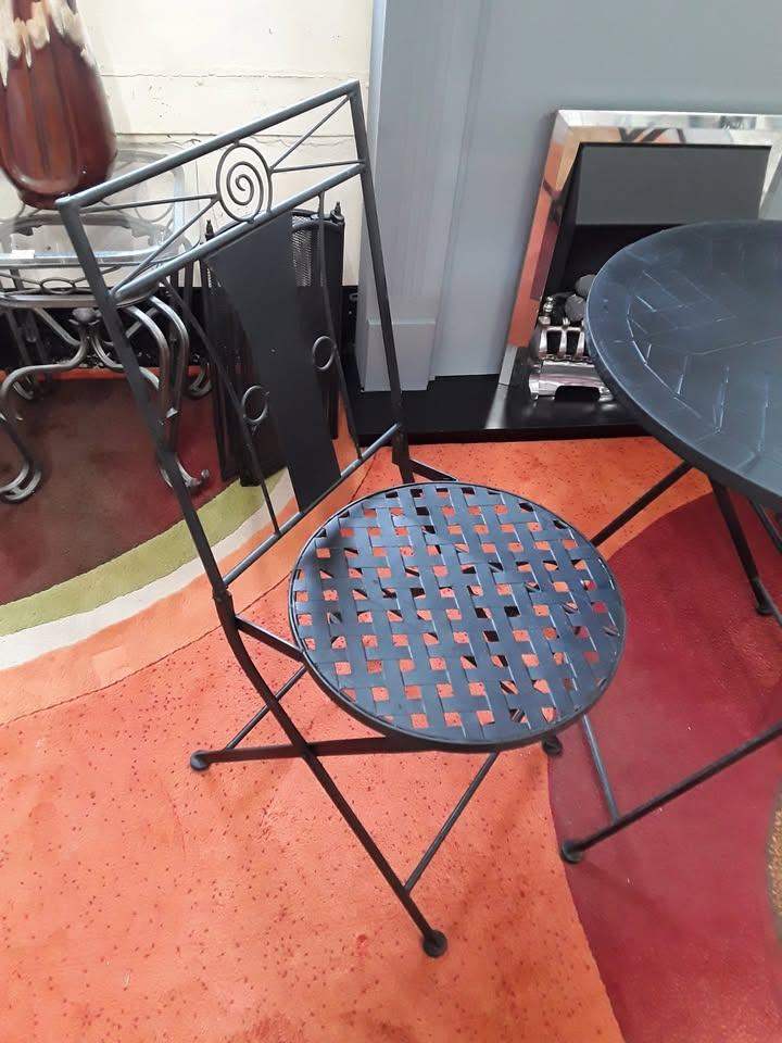 Black cast iron folding garden bistro table 2 chairs Low Cost Moves used Items STALYBRIDGE SK15 3DN