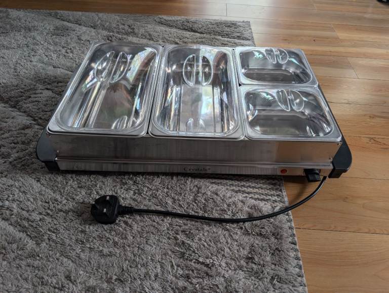 Crystals Electric Buffet Server Adjustable Temperature Food Warmer 4 Trays