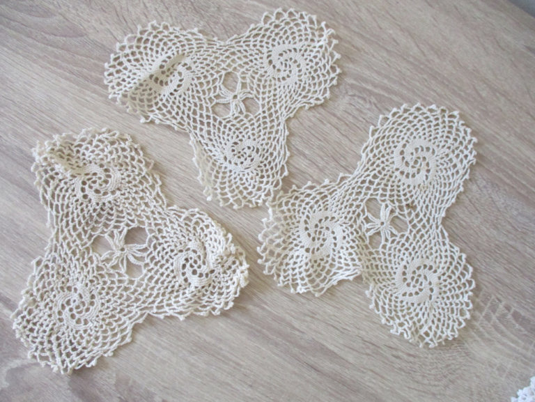 Set of 3 Luxury Cotton Crochet Lace Doilies Placemats Knitted Country