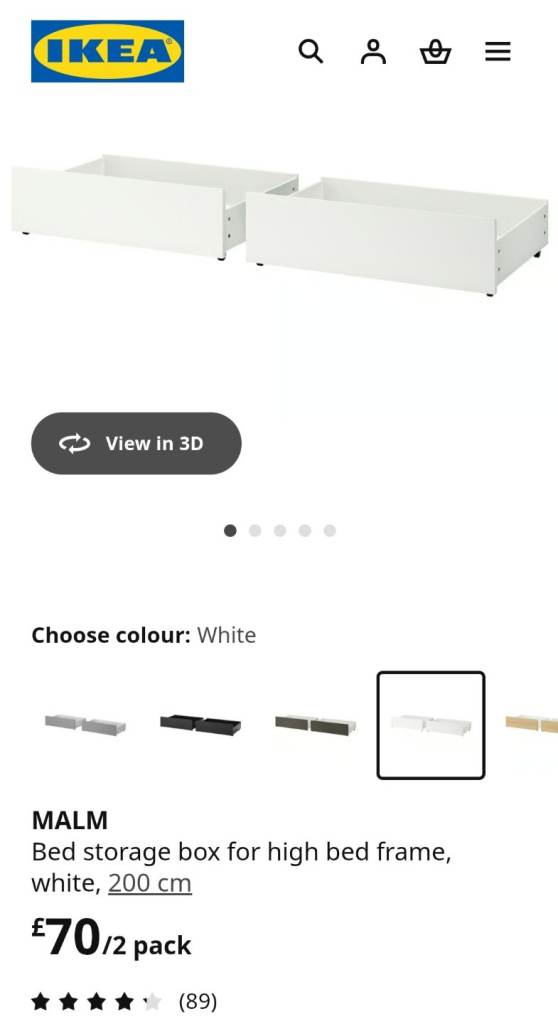 2 X IKEA MALM under bed storage boxes