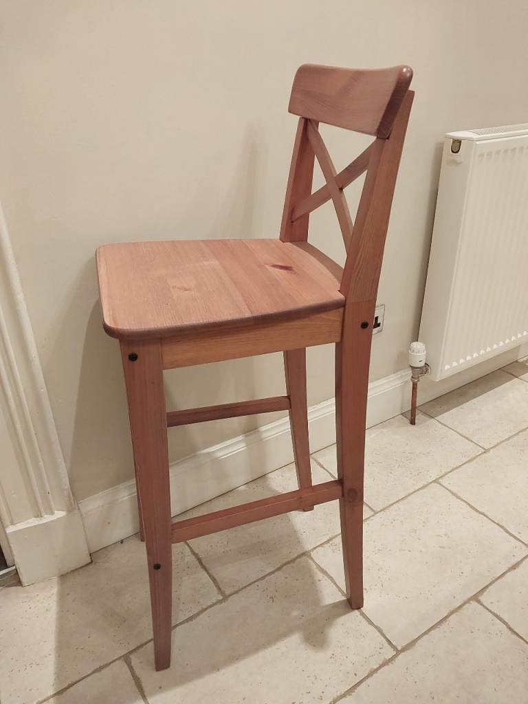 Wooden Bar Stool with Backrest