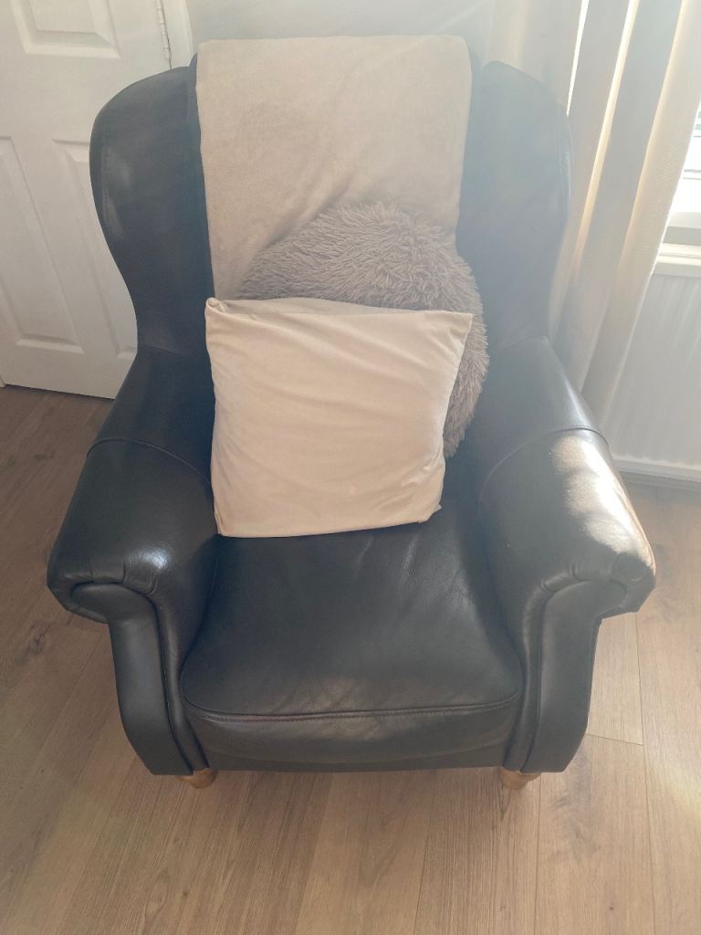 Leather wingback chair