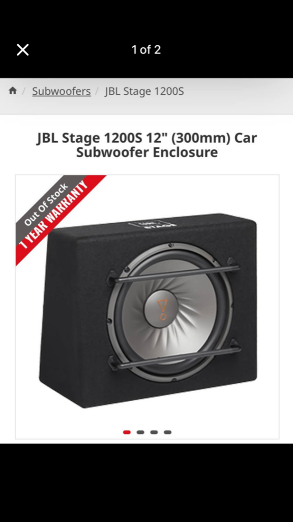 New JBL 12” 1000w Subwoofer with 1yr warranty
