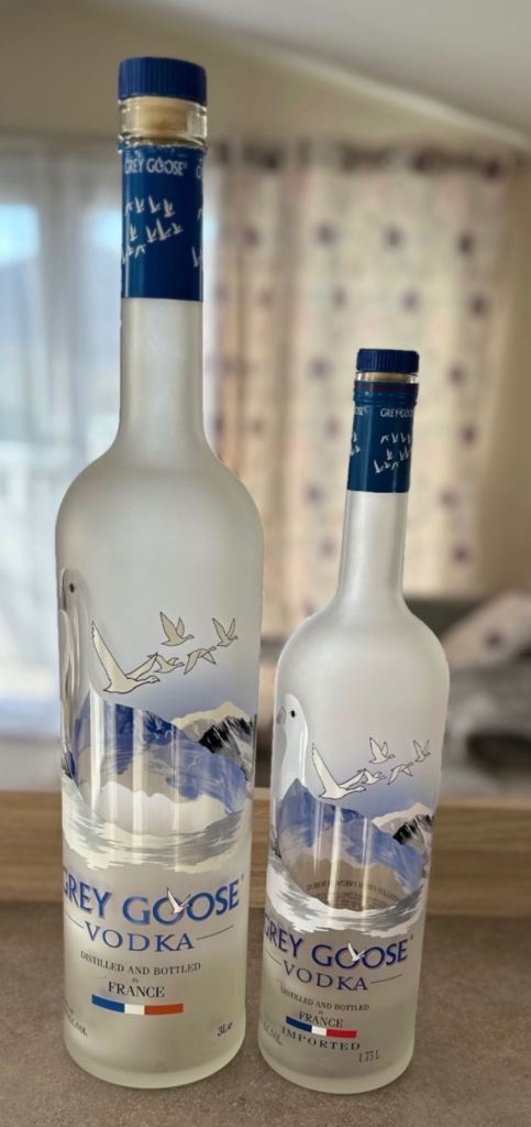 Empty 3L & 1.75L Grey Goose Bottles