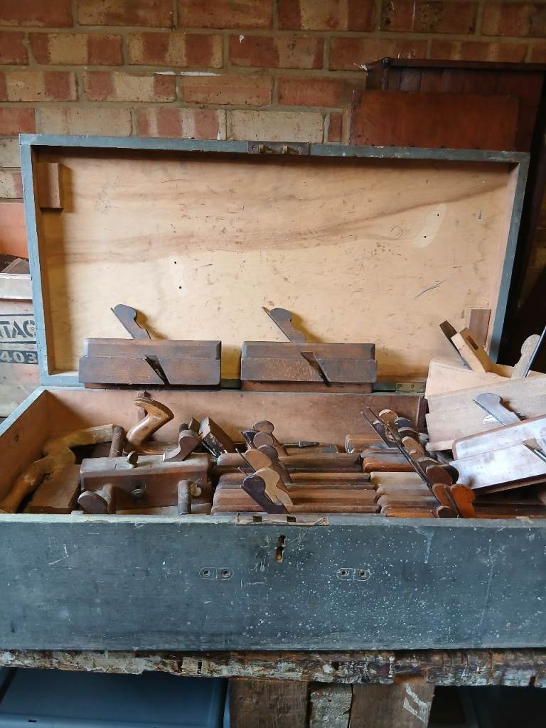 image for Joblot vintage moulding planes and tool chest