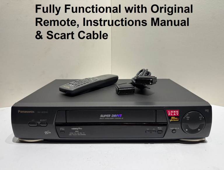 Panasonic Super Drive VHS VCR(Video Cassette Recorder/Player) with Remote & Scart Cable